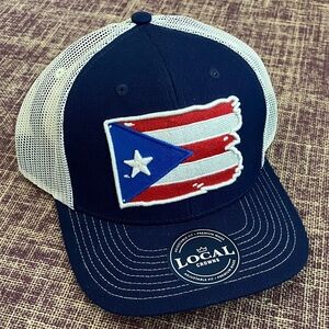 Local Crowns Navy and White Hat with Puerto Rican Flag